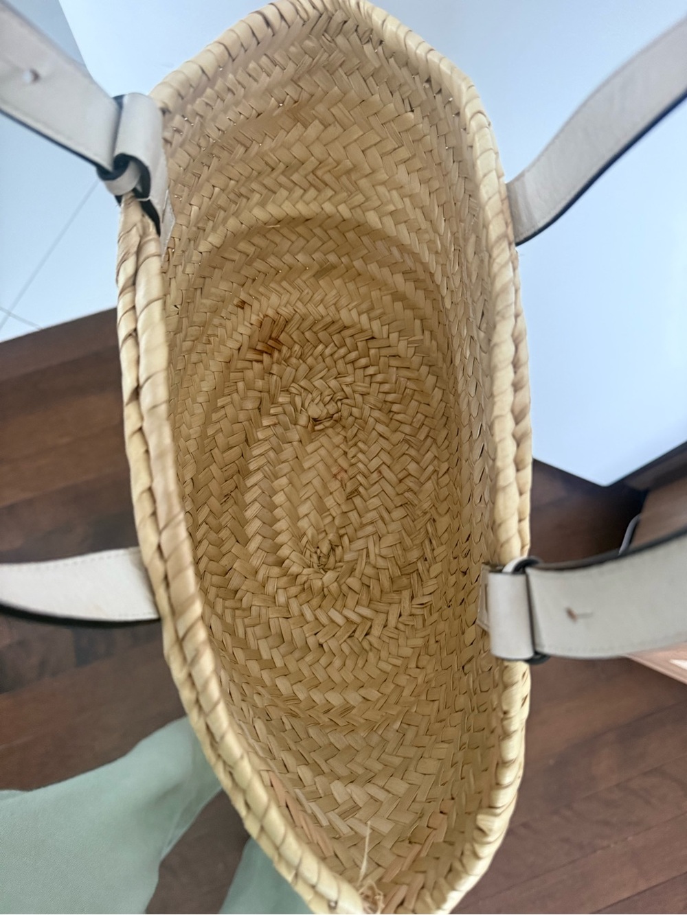 Loewe Natural Straw Tote with Silver Leather Trim - Picture 5 of 7